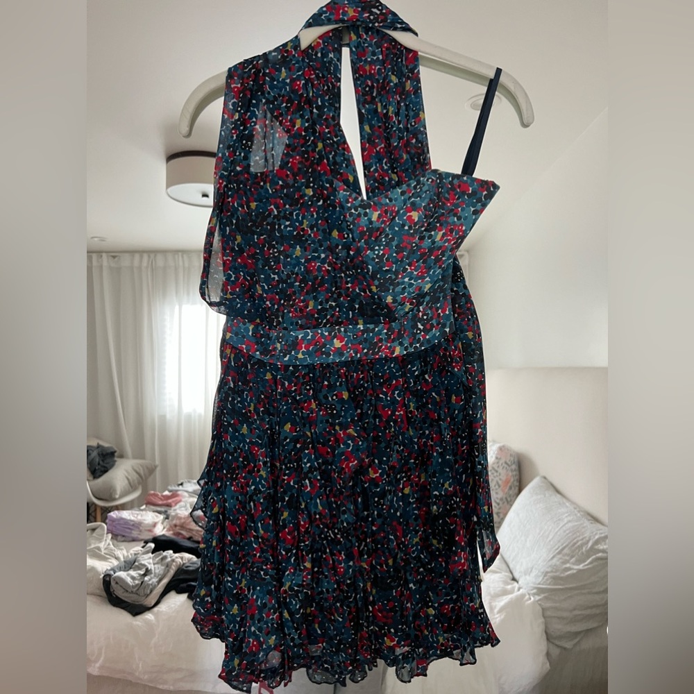French connection shoulder tie mini dress